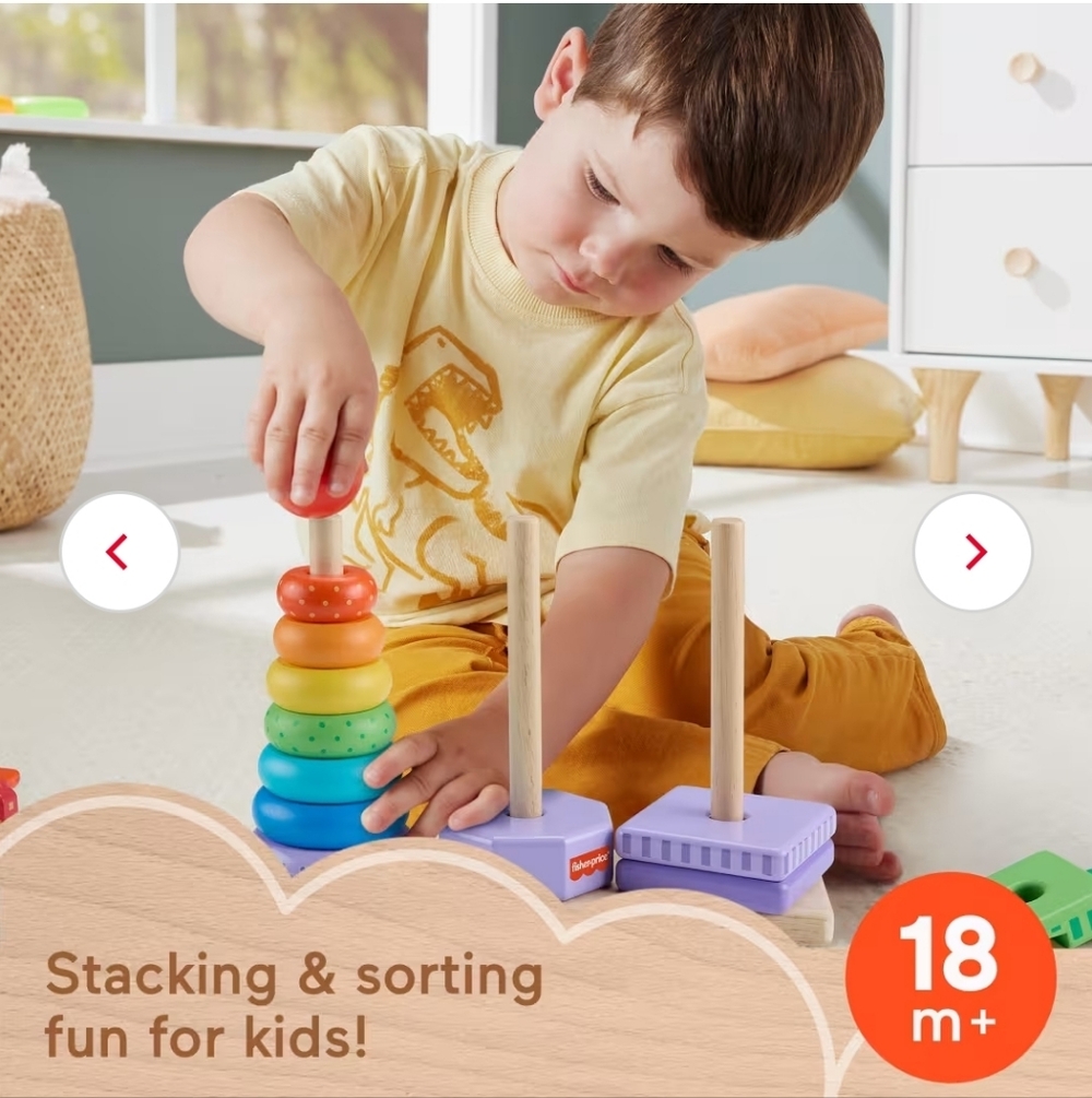 🐰Fisher-PriceFisher-Price Wooden Stacking Shape Sorter Toddler Fine Motor Skill - Picture 4 of 6
